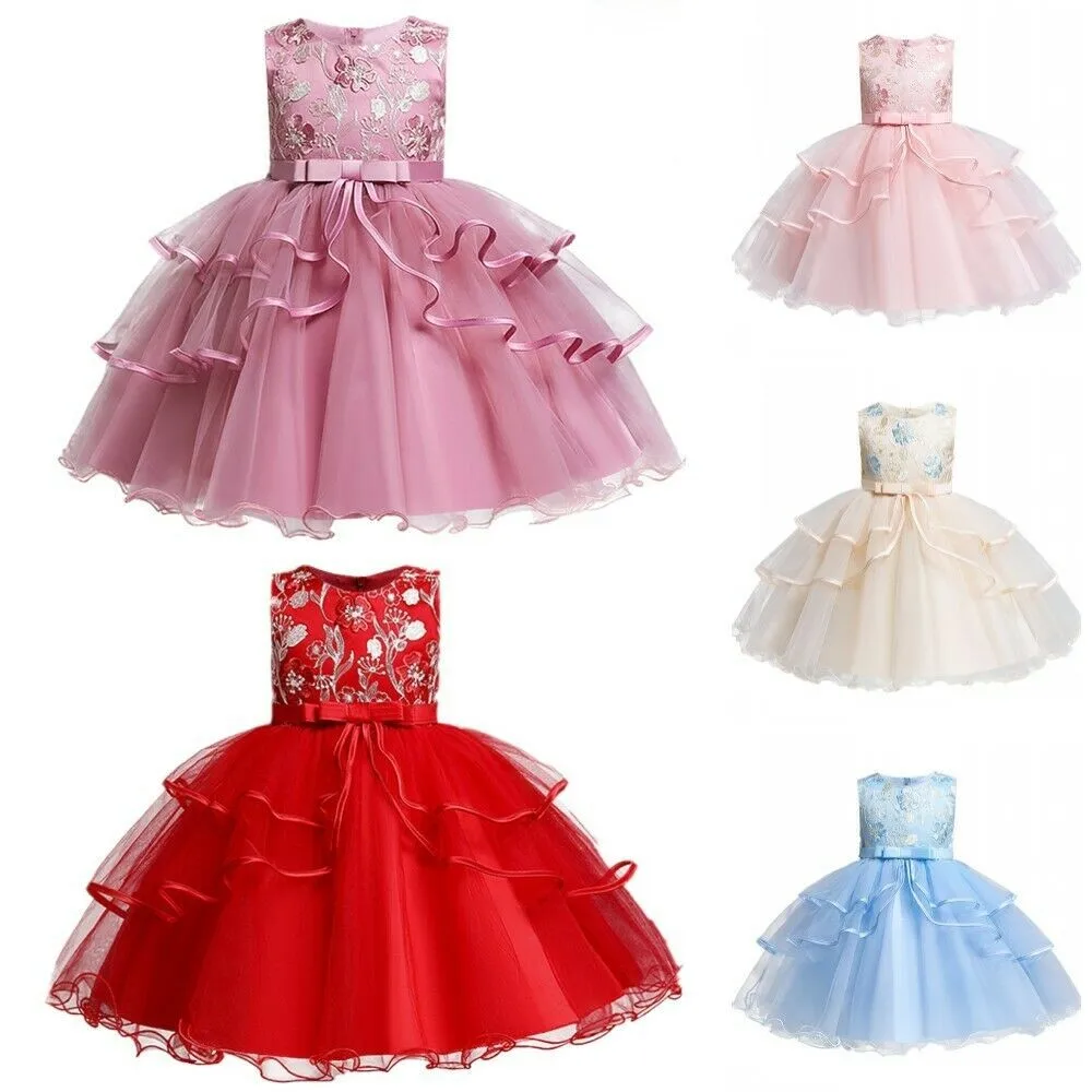 

Новое милое детское многослойное платье из тюля с цветочной вышивкой для девочек свадебное платье принцессы для конкурса выпускного детск...