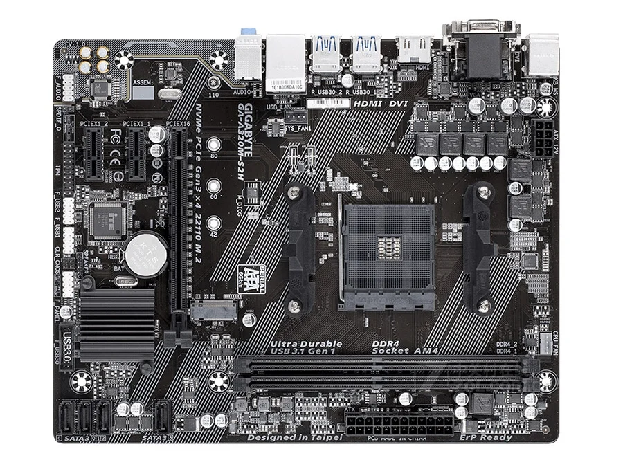 

New Gigabyte desktop motherboard A320M S2H M-ATX AMD A320/DDR4/M.2/USB3.1/STAT3.0/SSD 32G Channel Socket AM4 mainboard on sales