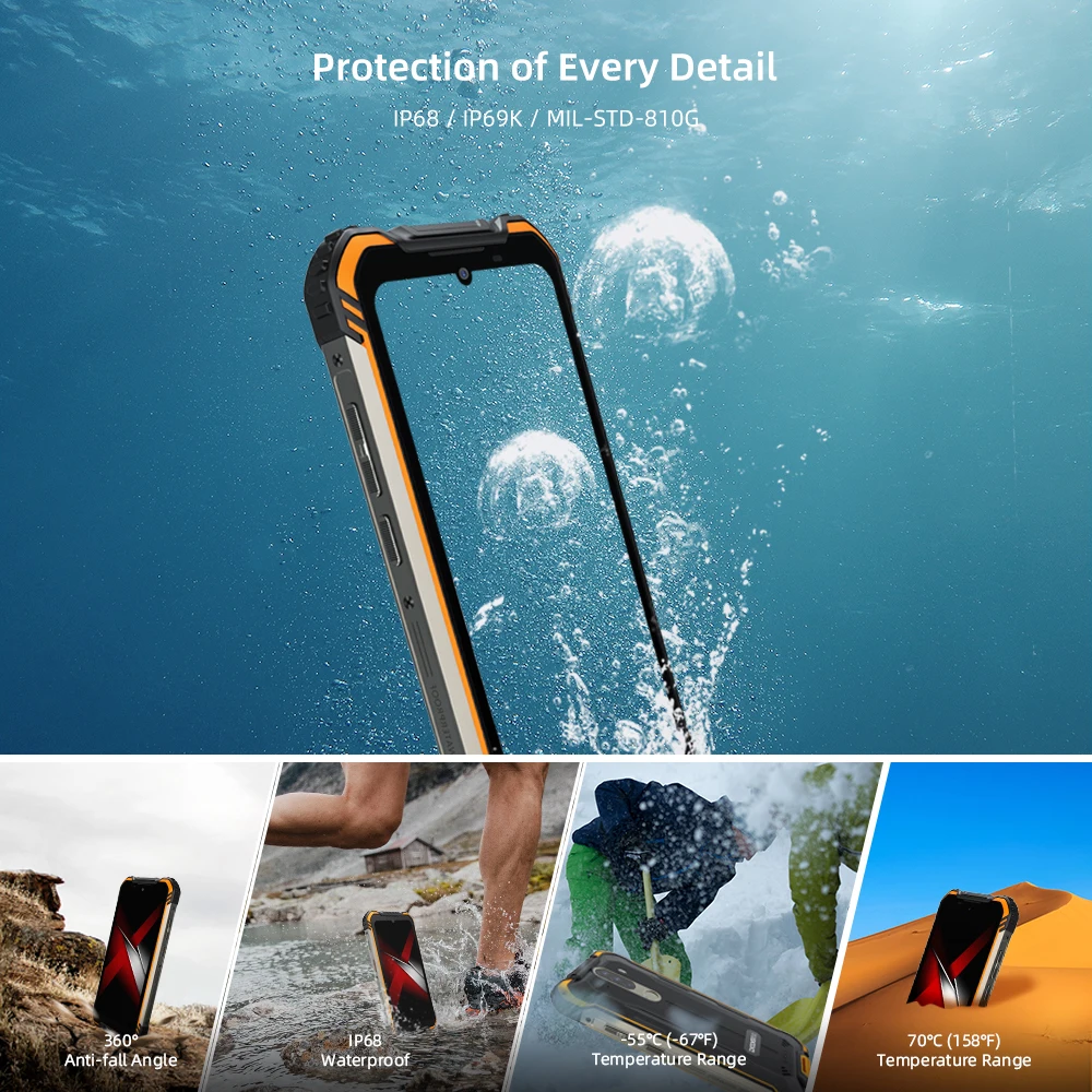 new doogee s58 pro mobile phone ip68ip69k waterproof rugged phone 5180mah 5 71fhddisplay 6gb64gb android 10 nfc smartphone free global shipping