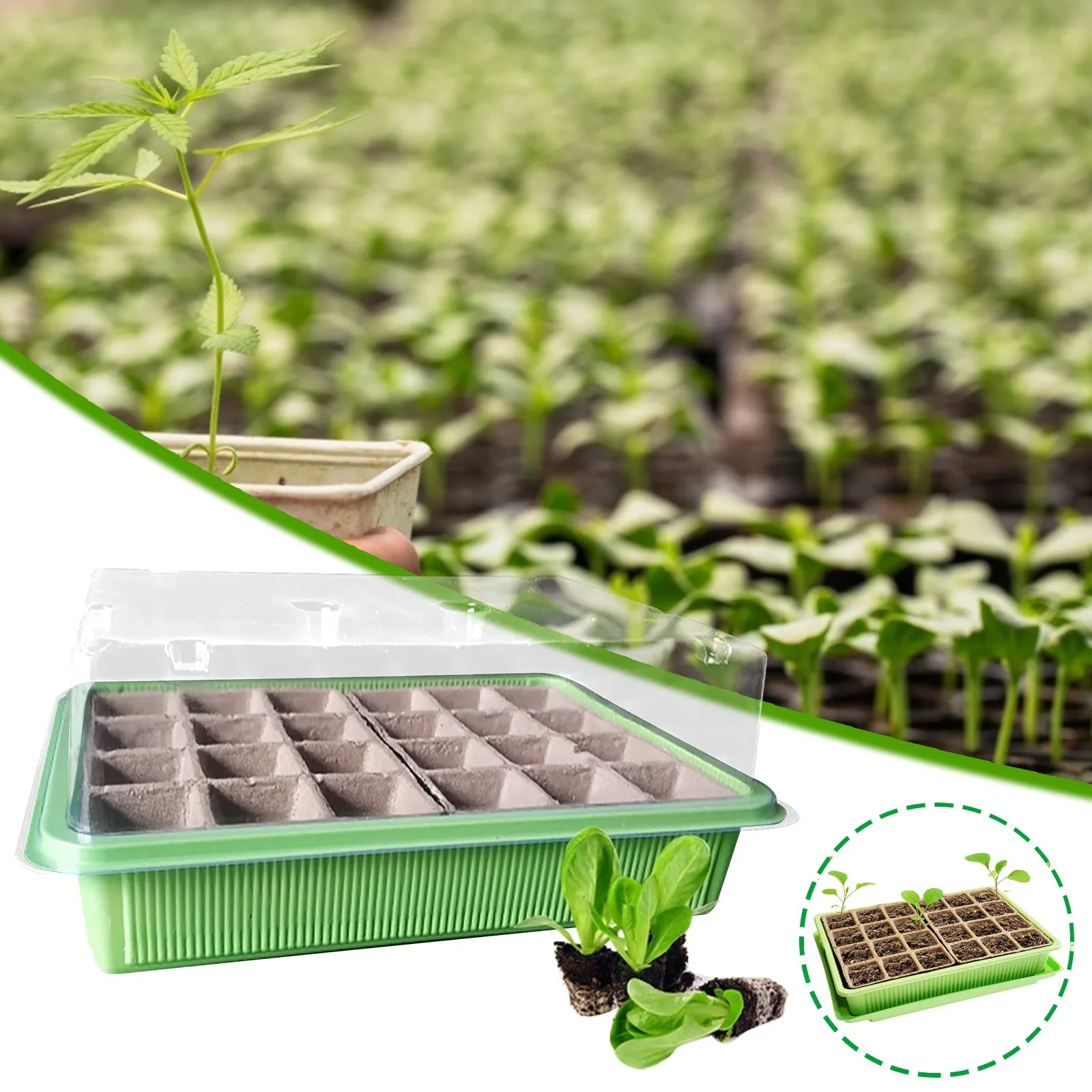 24 Cells Garden Nursery Pot Breathable Mini Gardening Lids Plastic Germination Box Durable Plant Seeds Семена Растений | Дом и