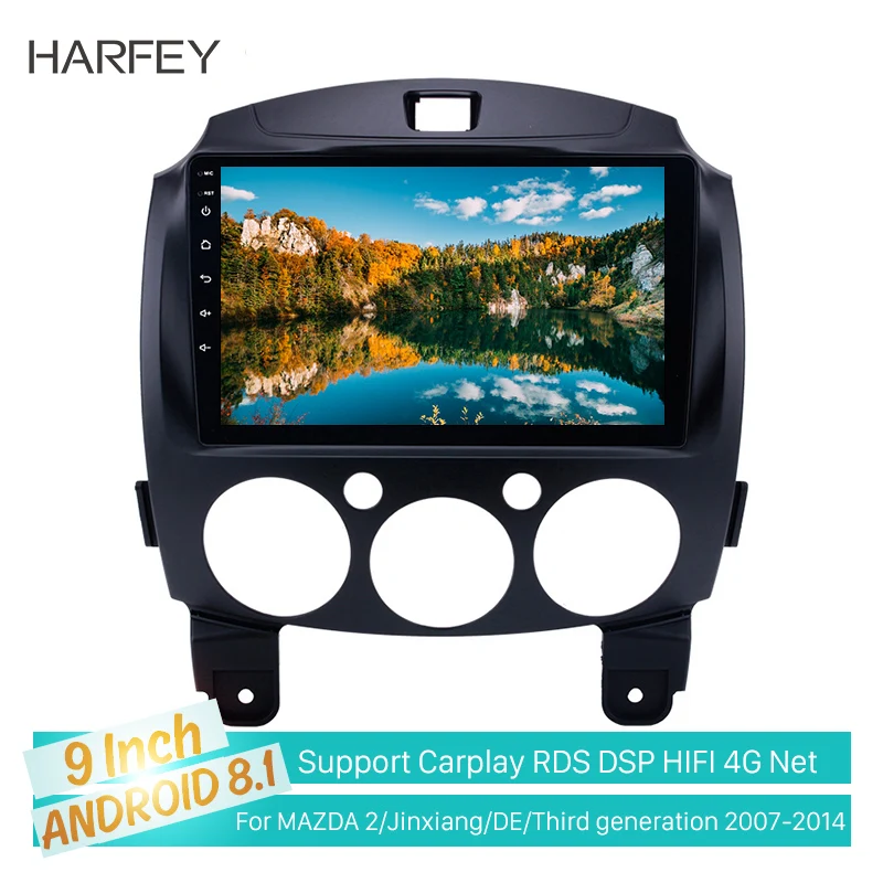 Android 9 1 Bluetooth &quotрадио GPS навигация Harfey для MAZDA 2/Jinxiang/DE/третьего поколения 2007 2014 с USB