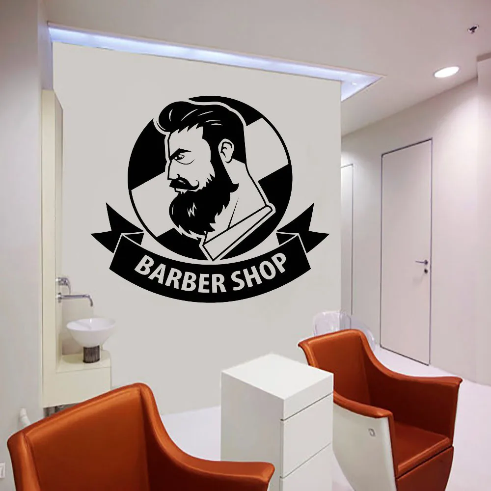Фото Мужской барбершоп настенные наклейки для парикмахерского салона Знак Логотип