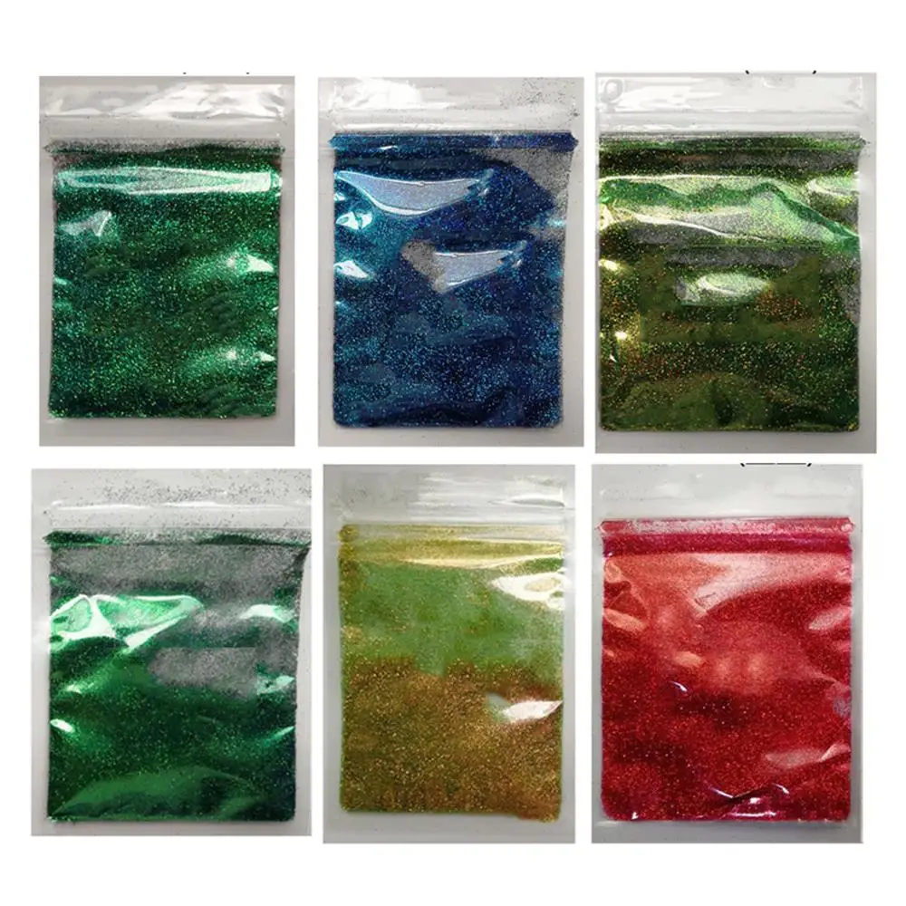 

10g/bag Holographic Glitter Powder Shining Chameleon Mirror Laser Nails Fine Dust Nail Art Decor Manicure 6 Colors 0.2mm Powder