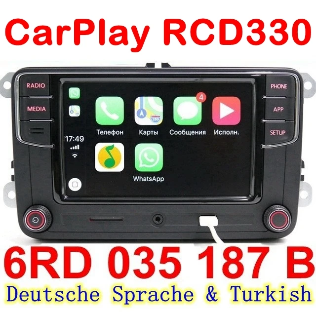 Немецкий Русский Турецкий язык RCD330 Plus CarPlay радио для VW Golf 5 Jetta MK5 MK6 CC Tiguan Passat B6 B7 Polo 6RD035187B