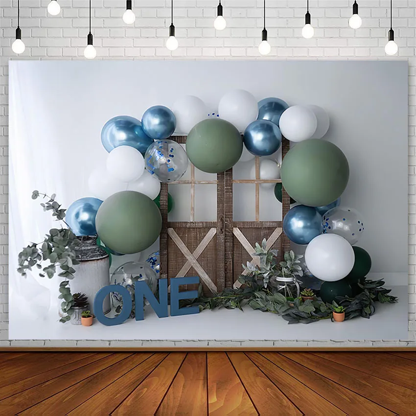 Весенний фон Avezano для фотосъемки в честь первого дня рождения новорожденных с изображением торта разбивных воздушных шаров