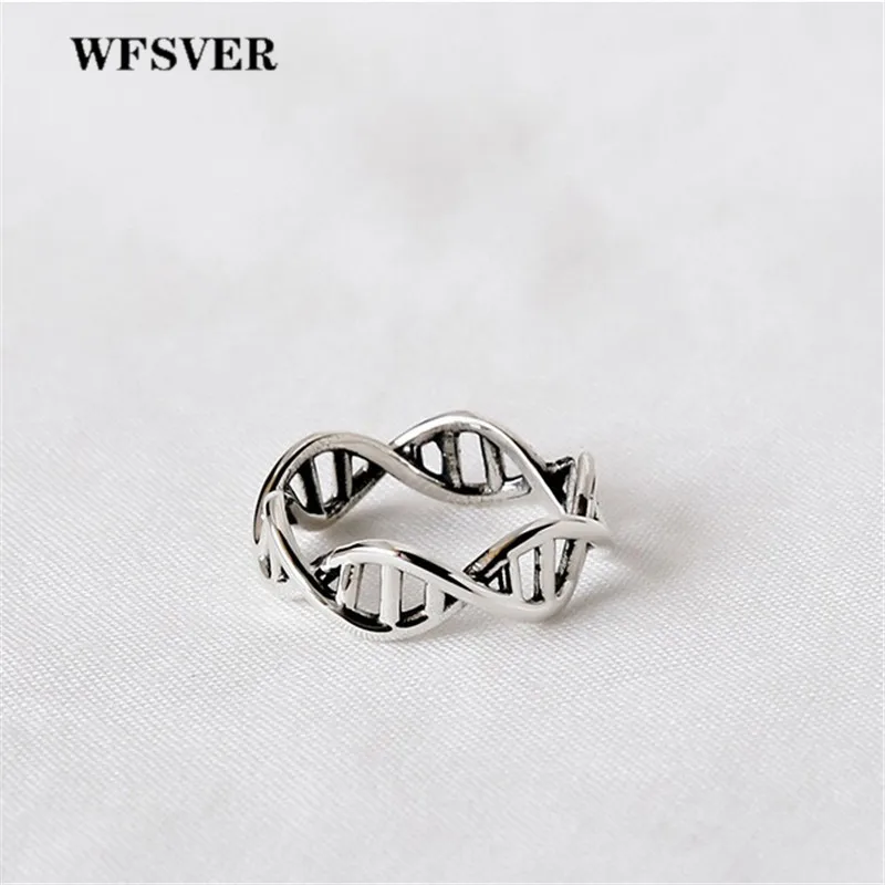 WFSVER кольцо из стерлингового серебра 925 для женщин корейский стиль DNA химическая
