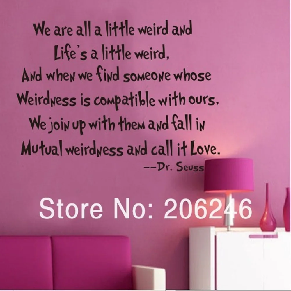 

Hot Sale "we are all a bit weird." English quote / Say Vinyl wall sticker / window stickers / Home Decor free shipping