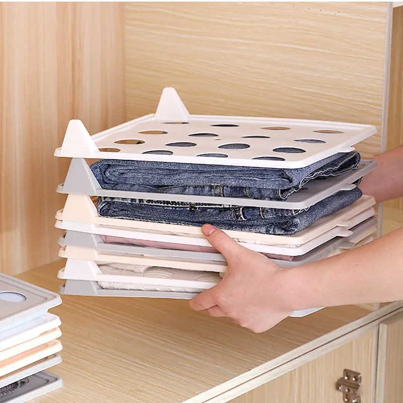 

Creative Fast Wardrobe T Shirt Clothing Folder Board Plastic Storage Rack Dividers Stackable Document Lazy Folding Home Closet