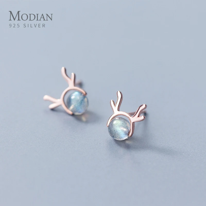 

Modian Elegant Round Crystal Dream Deer Stud Earrings Tiny 100% 925 Sterling Silver Trendy Jewelry For Women Party Charm Gift