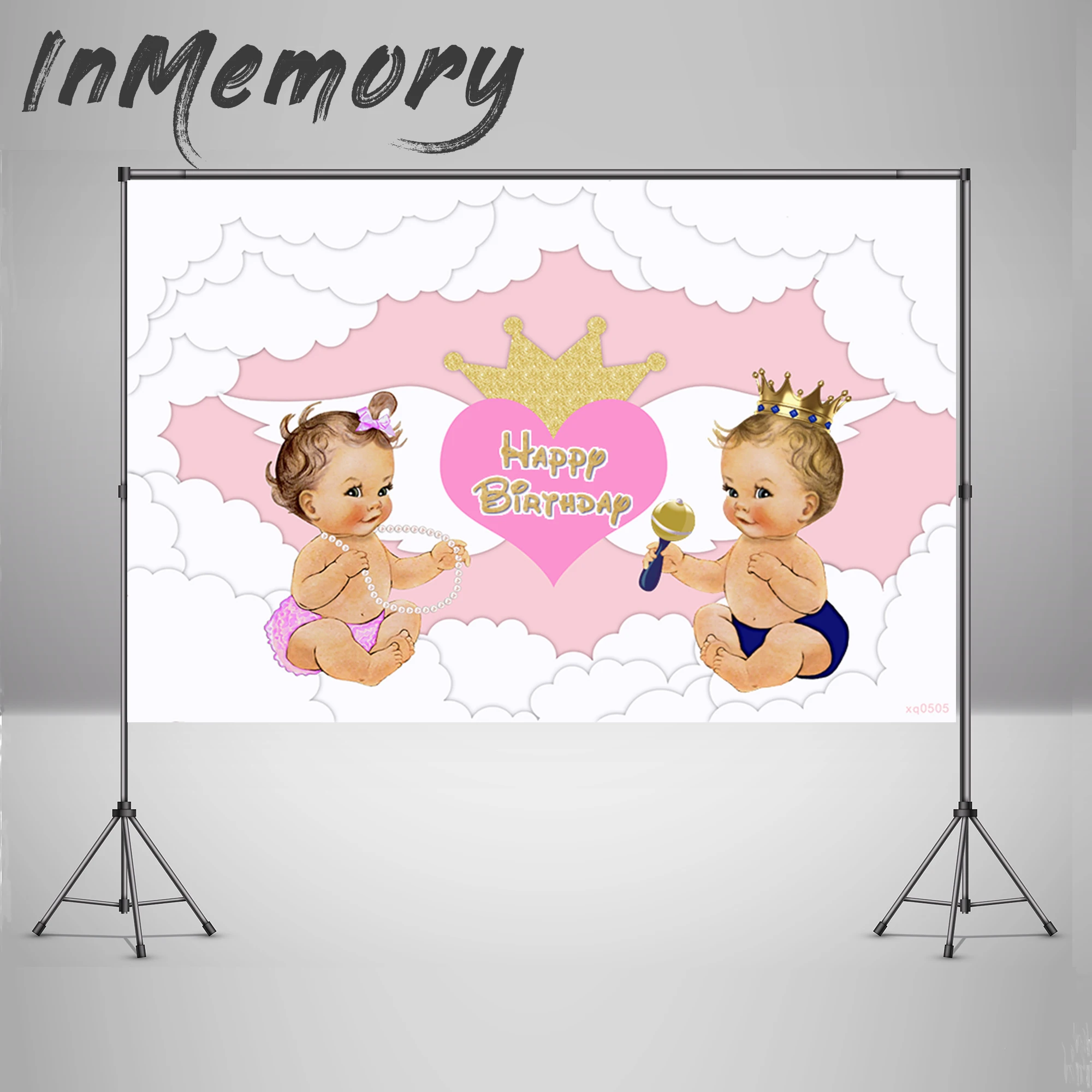 Фон для фотосъемки новорожденных с изображением короны мальчика или девочки