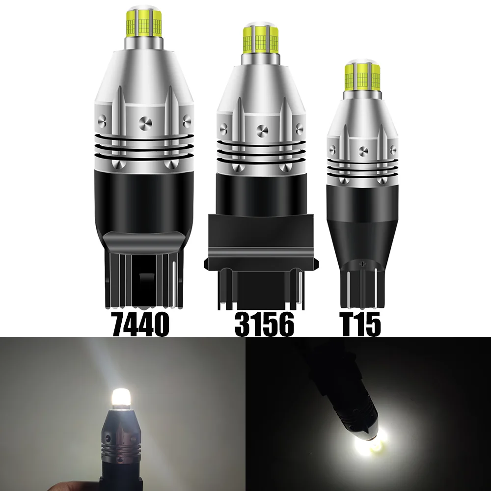 

2Pcs LED T15 Car Bulbs 921 LED 906 LED T20 7440 W21W 7443 Turn signal light, Tail light, Backup light,Rear Light Parking Canbus