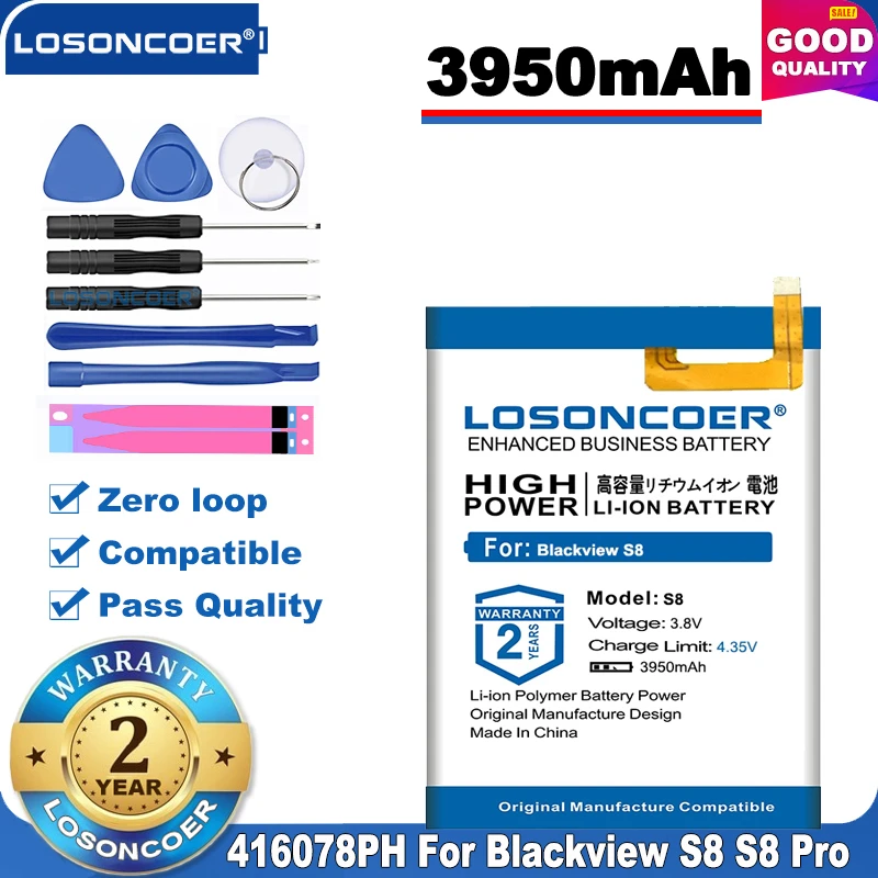 100% Оригинальный аккумулятор LOSONCOER 3950 мАч 416078PH для Blackview S8 Pro мобильный телефон