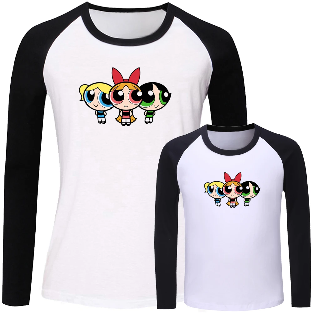 Одинаковые комплекты для семьи с рисунком из мультфильма Powerpuff девочек футболка