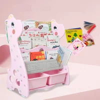Little Dragon Bookshelf Set Easy Assembly Children Shelf for Book with Toy Storage Box 5-tier Kid Cartoon Style Plastic Bookcase