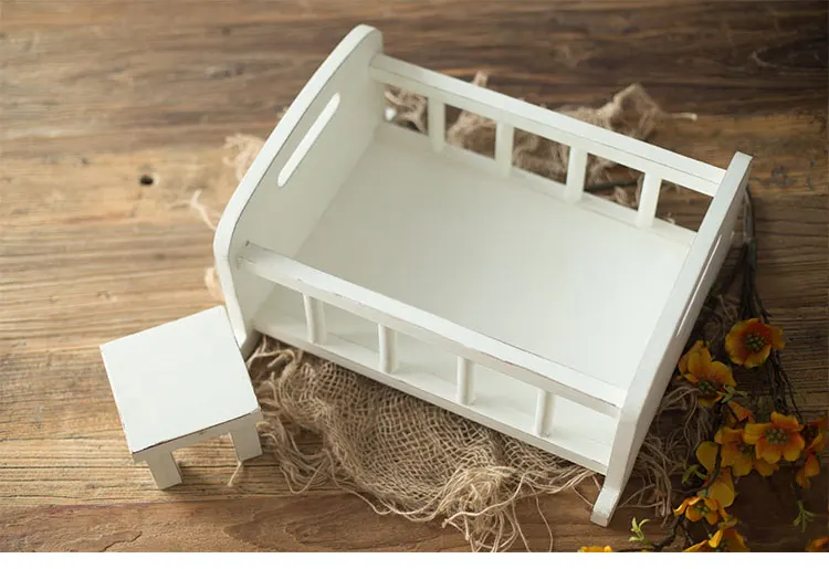 Реквизит для фотосъемки новорожденных Маленькая деревянная кровать фотостудии