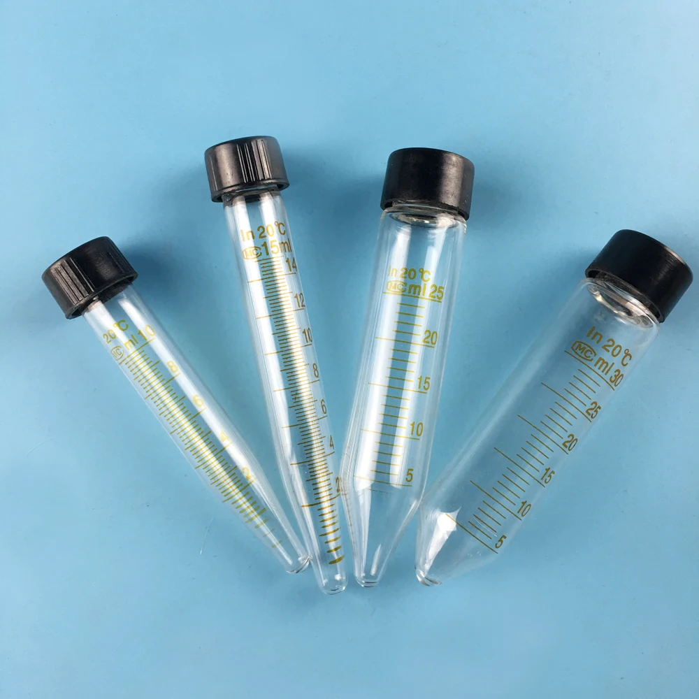 5pcs/lot Glass screw tip bottom test tube with graduated glass centrifuge tube 5ml/10ml//15ml//20ml//25ml//30ml//50ml