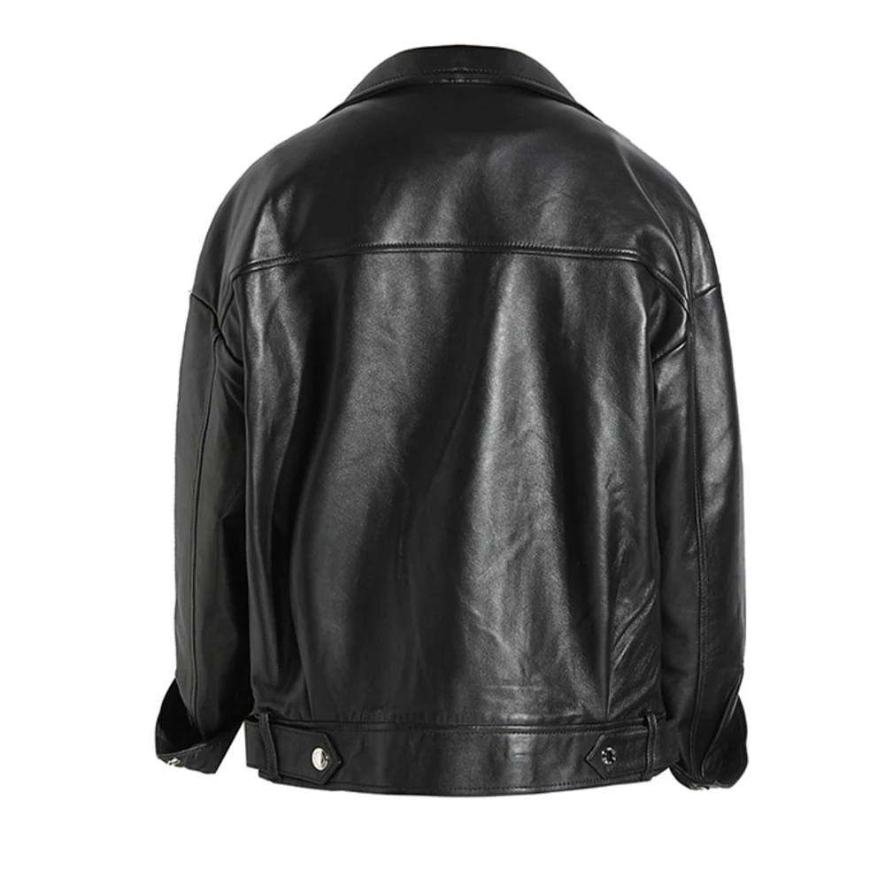 JAZZEVAR 2021 New High Fashion Street Women Real Sheep Skin Leather Jacket oversized Motorcycle Casual Jackets loose clothing