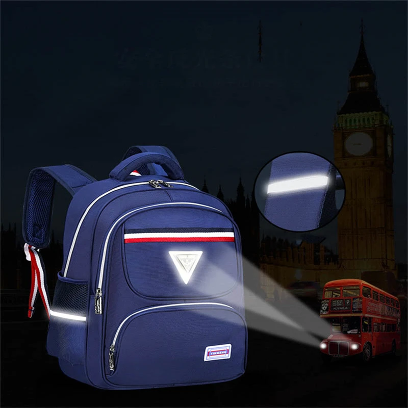 Grades 2-6 Children School Bags for Girls Boys Reflective Strip Safety Design School Backpacks Orthopedic Satchel for Girls Boys