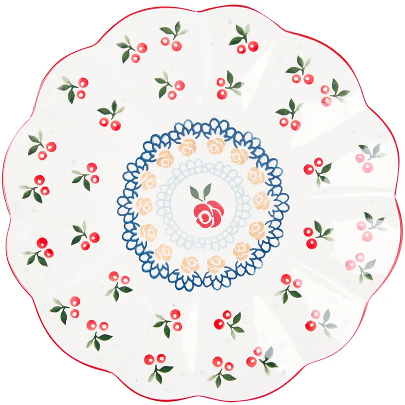 1 шт рисунок в форме цветка керамическая тарелка для сервировки вишня цвету ужин