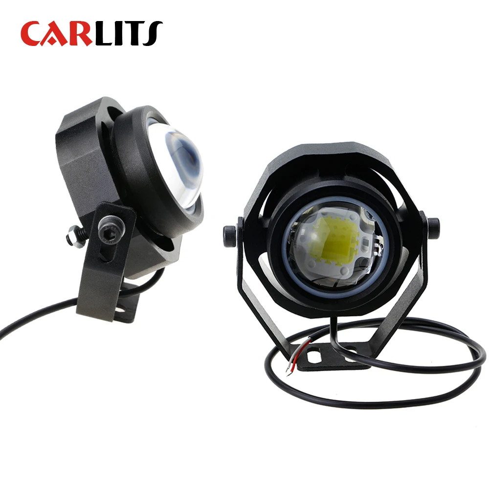 

CARLITS 2Pcs running light 10w 12v led car fog lamp drlL for motorcycle truck off road strong/weak/flashing 3 mode switching CE