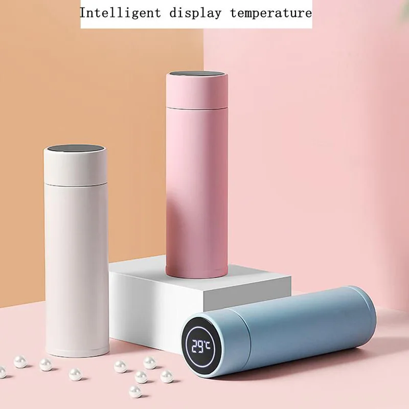 

Portable intelligent temperature measuring cup stainless steel vacuum insulation cup longer insulation macaron color gift custom