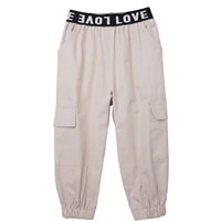 kids girls sports pants cropped trousers fashion elastic waist letters printed casual cargo pants for girls children clothing