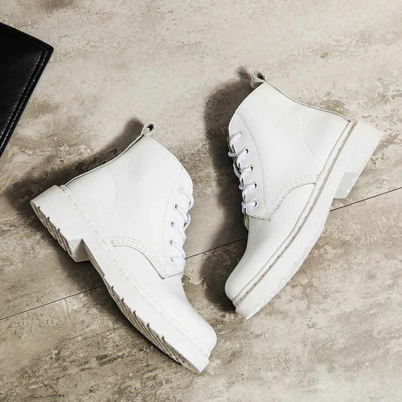 

Soft Split Leather Women White Ankle Boots Motorcycle Boots Female Autumn Winter Shoes Woman Punk Motorcycle Boots 2020 Spring