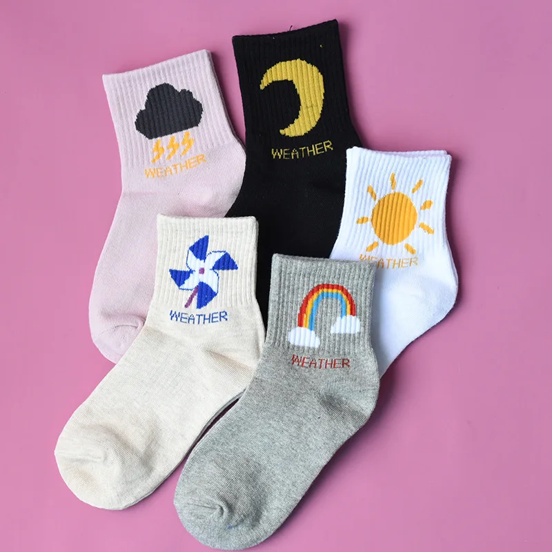 

Sweet And Cute Mid-Tube Weather Windmill Clouds Rainbow Ins Trend Korean College Style Women's Socks