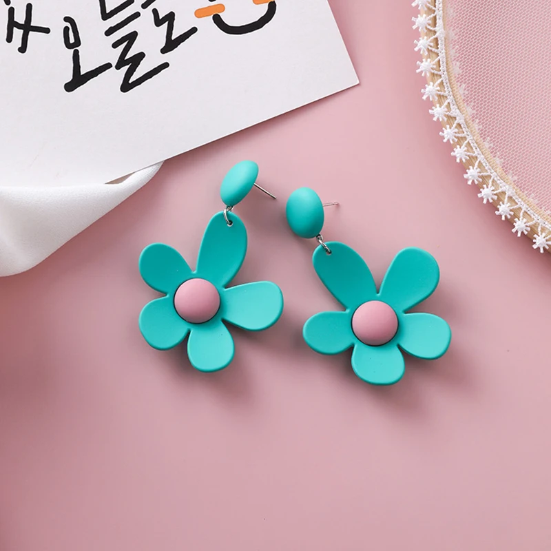 Женские акриловые серьги-гвоздики Цветные Цветочные серьги милые