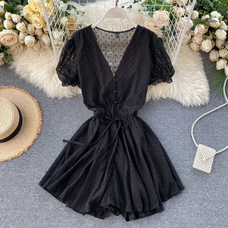 

Summer Bohemian jumpsuit women 2020 elegant v-neck polka dot paysuits womens