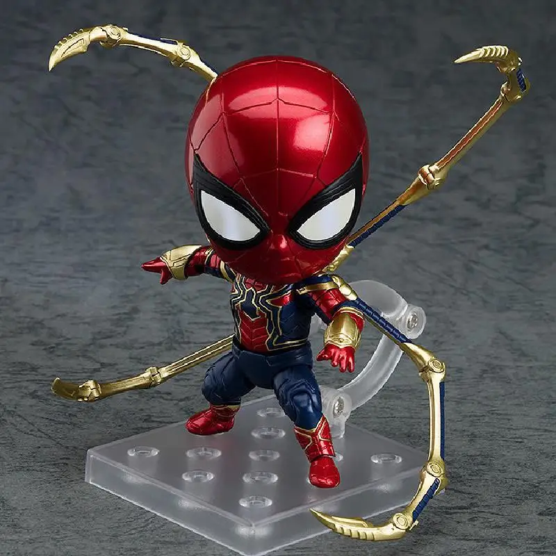 

10cm Disney Anime Marvel The Avengers Q Spider Man Model Action Figure Toys Kawaii Spiderman Ornaments Collection Gifts for Kids