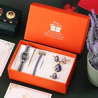 exquisite ladies watch gift set quartz blue watch ladies bracelet necklace earrings ring kit beautiful christmas wedding gifts