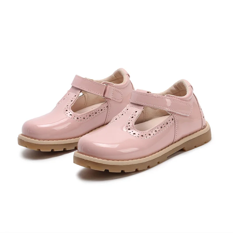 Children Shoes Baby Girls Glossy Retro Leisure Shoes Soft Bottom Leather Shoes Princess Shoes Spring Autumn Solid Color SMG012