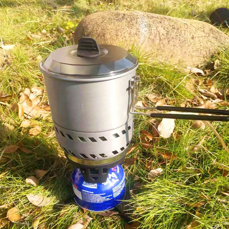 

Outdoor Single Pot Portable Windproof Picnic Tools 1.6L Heat Collection Camping Equipment Multifunctional Cookware Utensils