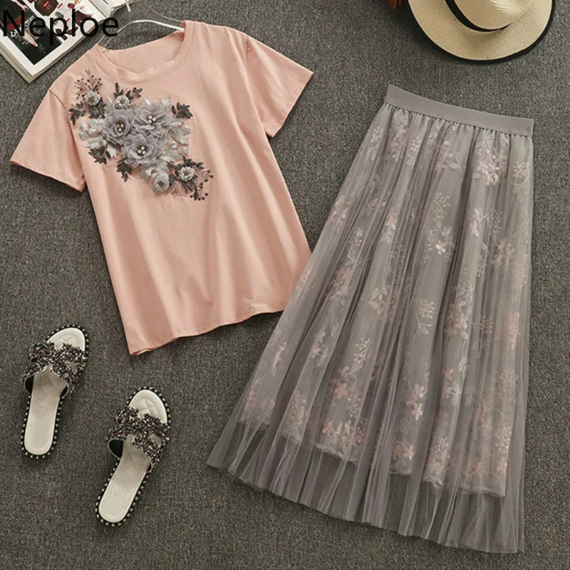 Neploe женский костюм из двух предметов Лето 2019 с аппликацией бисером и круглым