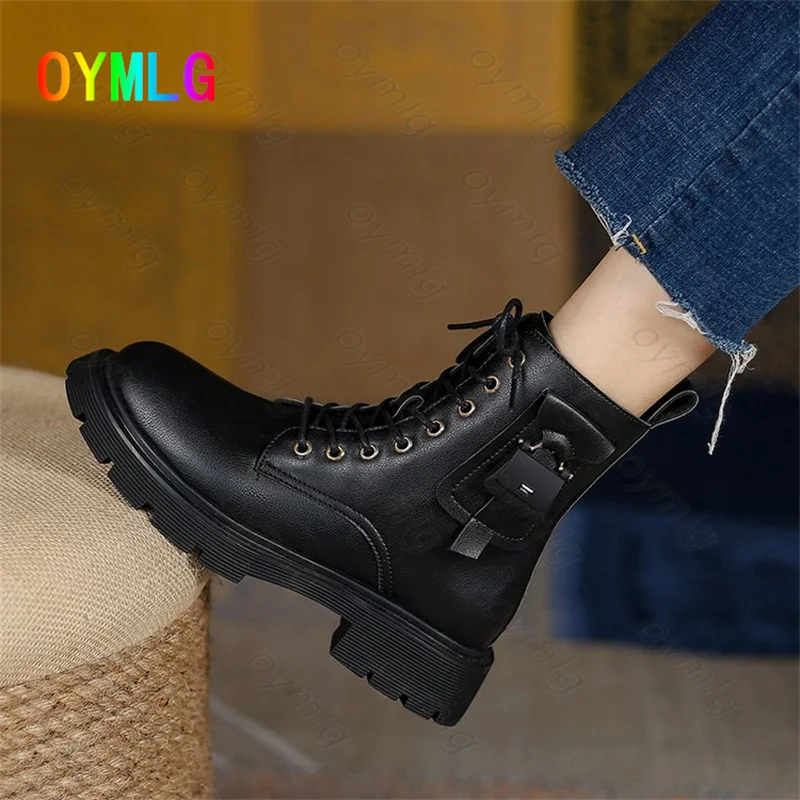 

New Martin boots women's autumn single boots side zipper short boots 2021 fashion thick-soled thick heel short boots shoes woman