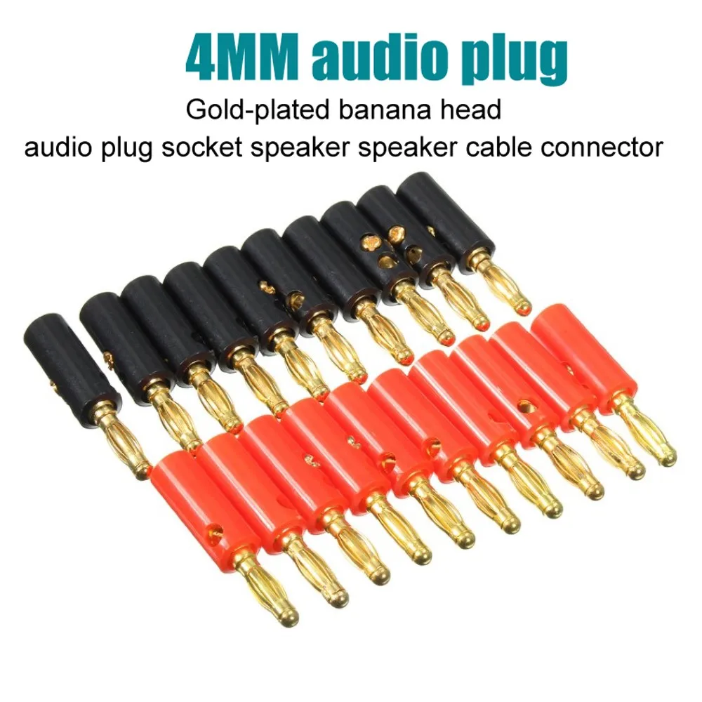 

20pcs Gold Plated 4mm Audio Speaker Cable Lead Banana Plug Connector Adapter for Amplifier Audio Wire DIY Soldering