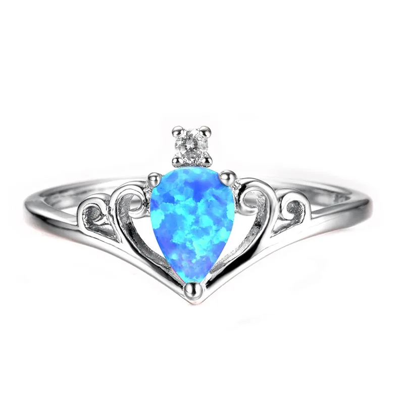 Bague Ringen женское серебро 925 ювелирные изделия капли воды из опала Корона драгоценный камень кольцо Свадьба Помолвка подарок на день Святого Валентина