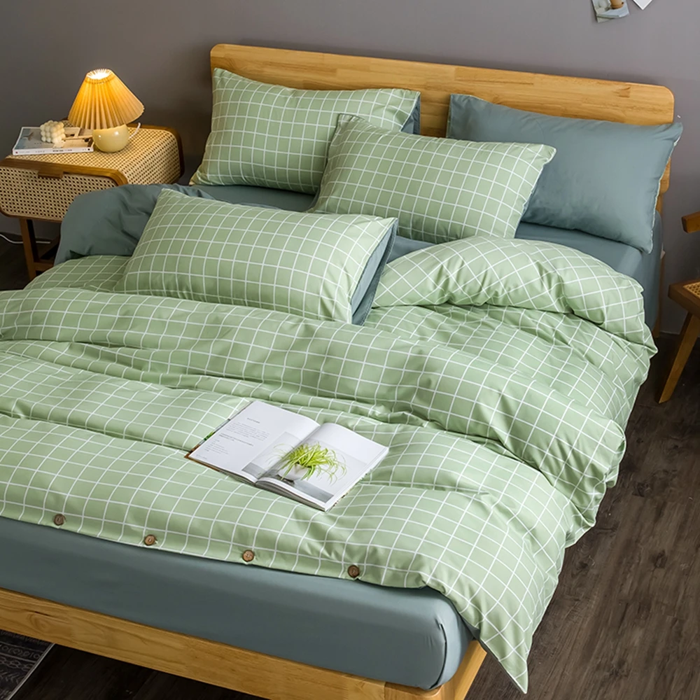 

Модное платье в сетку 3/4 шт. Комплект постельного белья с кнопками мягкой пододеяльник набор пододеяльник, простынь и наволочки) наборы полн...