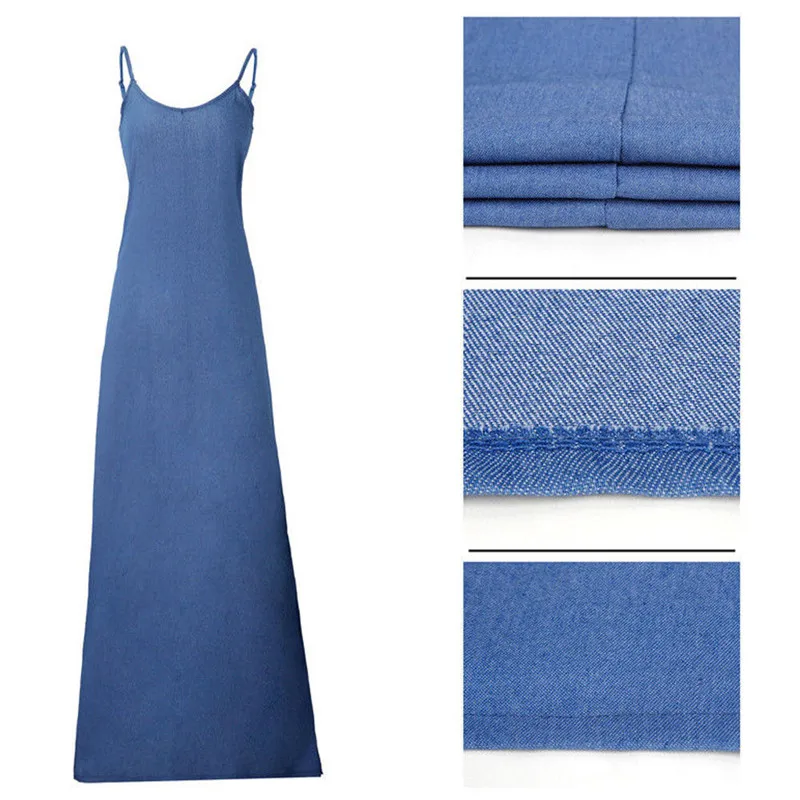 2019 Boho Autumn Women Modis Denim Maxi Dress Backelss Long Ladies Loose Casual Solid Jean Vestido Plus Size | Женская одежда