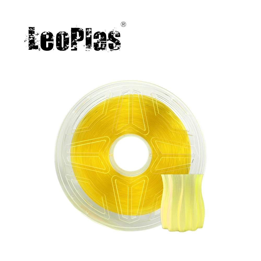 

LeoPlas 1.75mm Transparent Translucent Clear Yellow PETG Filament 1kg for 3D Printer Consumable Printing Supply Plastic Material