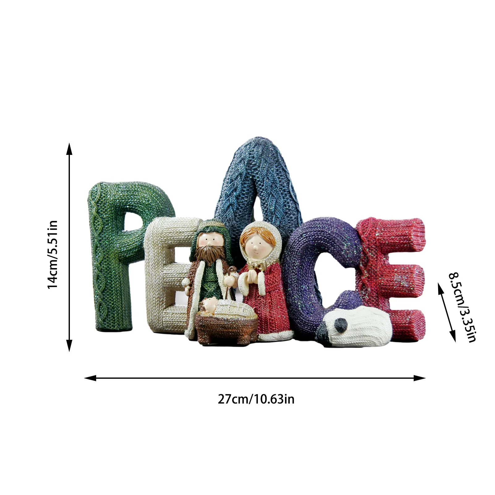 

Nativity Ornament Christian Jesus Manger Home Decoration PEACE English Letter Resin Desktop Decor Ornament Christmas Gift