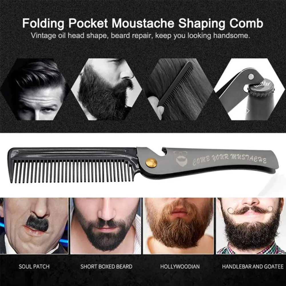 

Folding Steel Combs For Men Oil Head Portable Beard Effect Styling Combs Foldable Hair Combs Comb Static Product For Men An E9G9