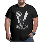 Мужская хлопковая футболка с надписью Legends Never Die Vikings, с изображением Одина Вальгаллы, Викинга, футболка большого размера плюс, 4XL, 5XL, 6XL