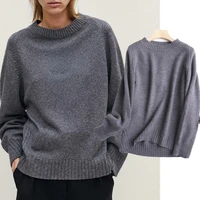 maxdutti england style fashion simple solid o neck winter sweaters women oversize wool pull femme sweaters women pullovers tops