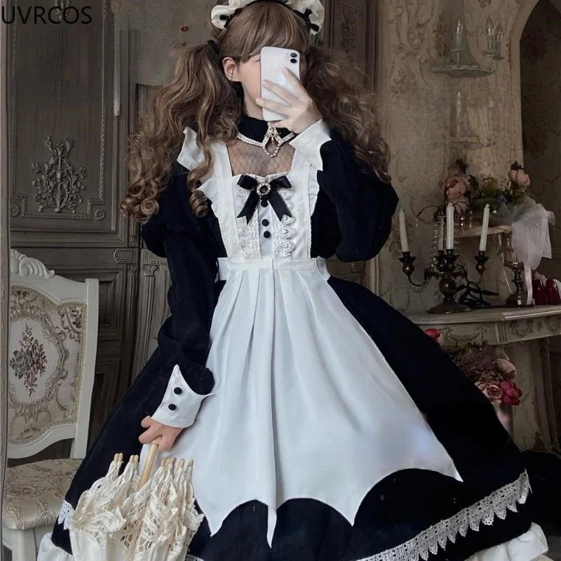 

Gothic Vampire Loli Maid Apron Outfit Dress Halloween Cosplay Lolita Anime Costume Women Vintage Elegant Party Dresses Harajuku
