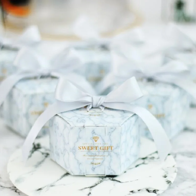 Розовые серебристые зеленые фиолетовые Новые шестигранные свадебные сувениры и