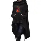 Толстовка Женская с надписью, длинный Асимметричный свитшот, худи с принтом, утепленная Молодежная кофта, Черная