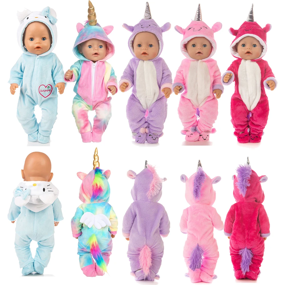 

Cute Unicorn Doll Clothes Rompers Suit Doll Outfit For 18 Inch American and 43cm New Baby Doll Our Generation Dolls Garment