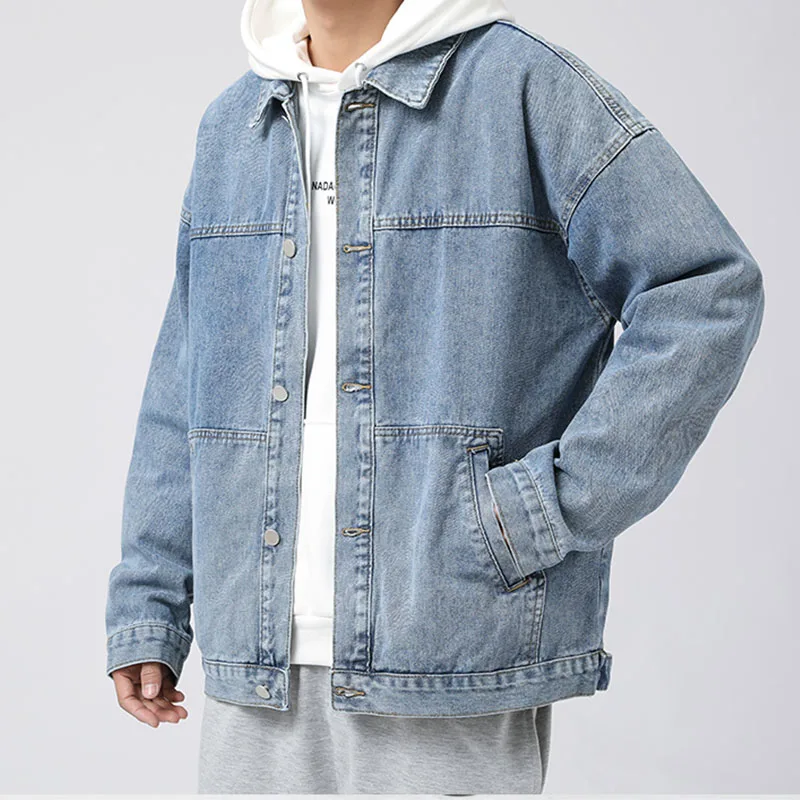 

Fashion Jeans Cotton 2021 New Jackets men's Loose Outsidewear Spring Autumn Korean Coats Streetwear Vintage Denim Casual Tops